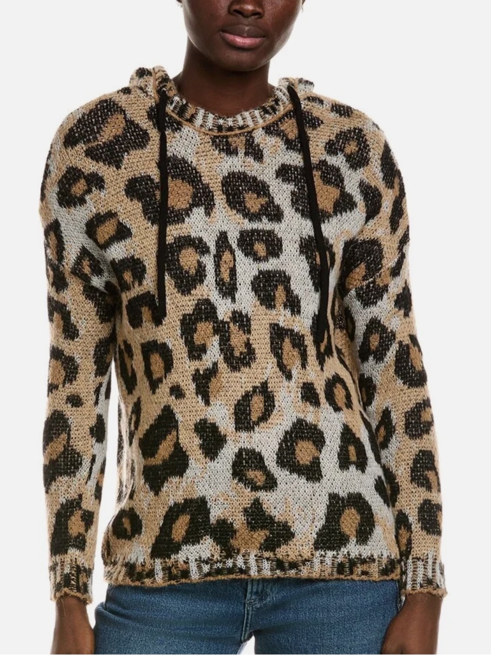 Industry Republic Leopard Print Sweater Hoodie Medium  NWT  Mohair/wool blend